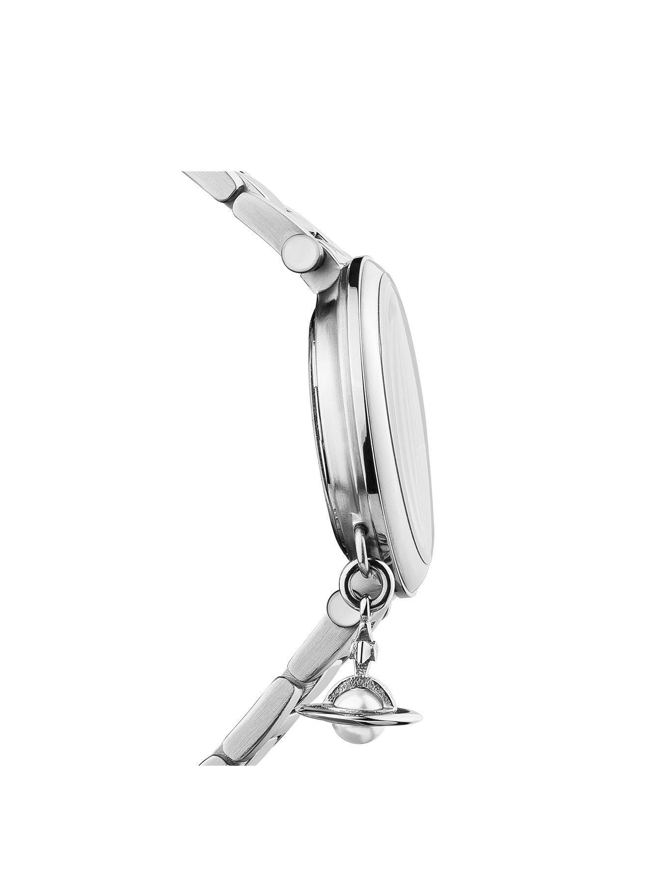 Image 2 of 3 of Vivienne Westwood Mother Orb Mother of Pearl and Silver Detail Dial with Charm Stainless Steel Bracelet Ladies Watch