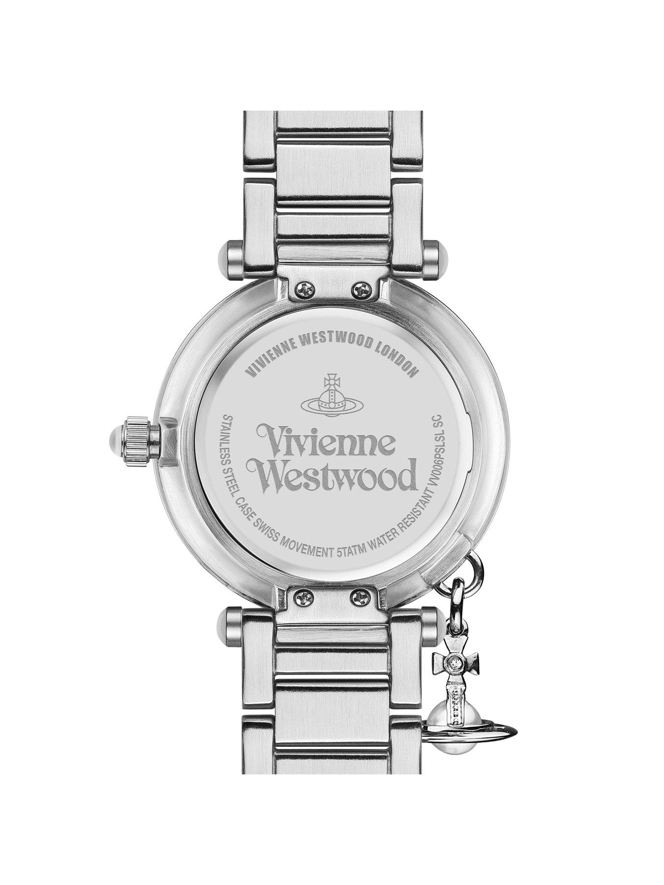 Vivienne Westwood Mother Orb Mother Of Pearl And Silver Detail Dial With Charm Stainless Steel Bracelet Ladies Watch Very Co Uk