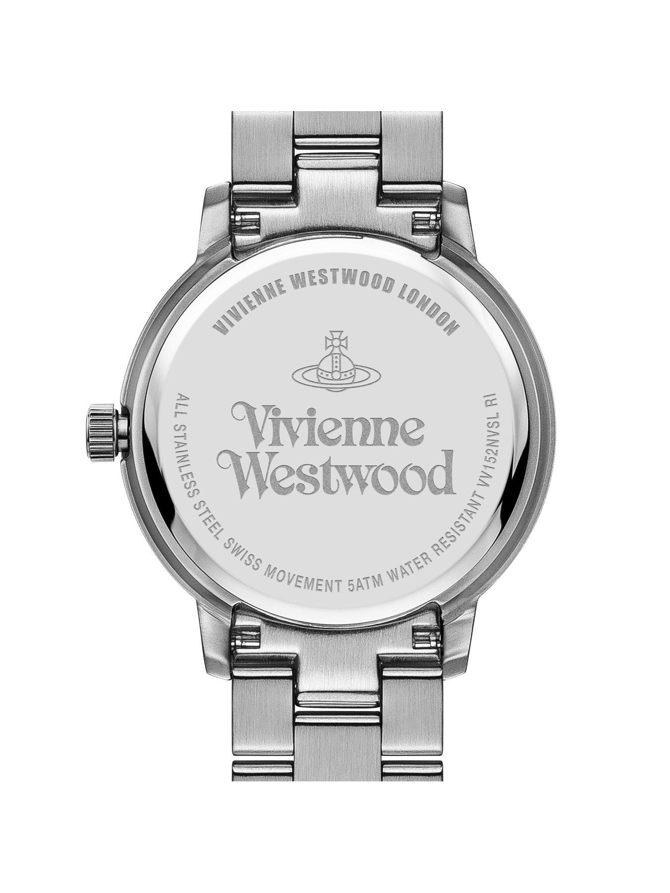 Image 3 of 3 of Vivienne Westwood Bloomsbury Blue and Rose Gold Detail Date Dial Stainless Steel Bracelet Ladies Watch