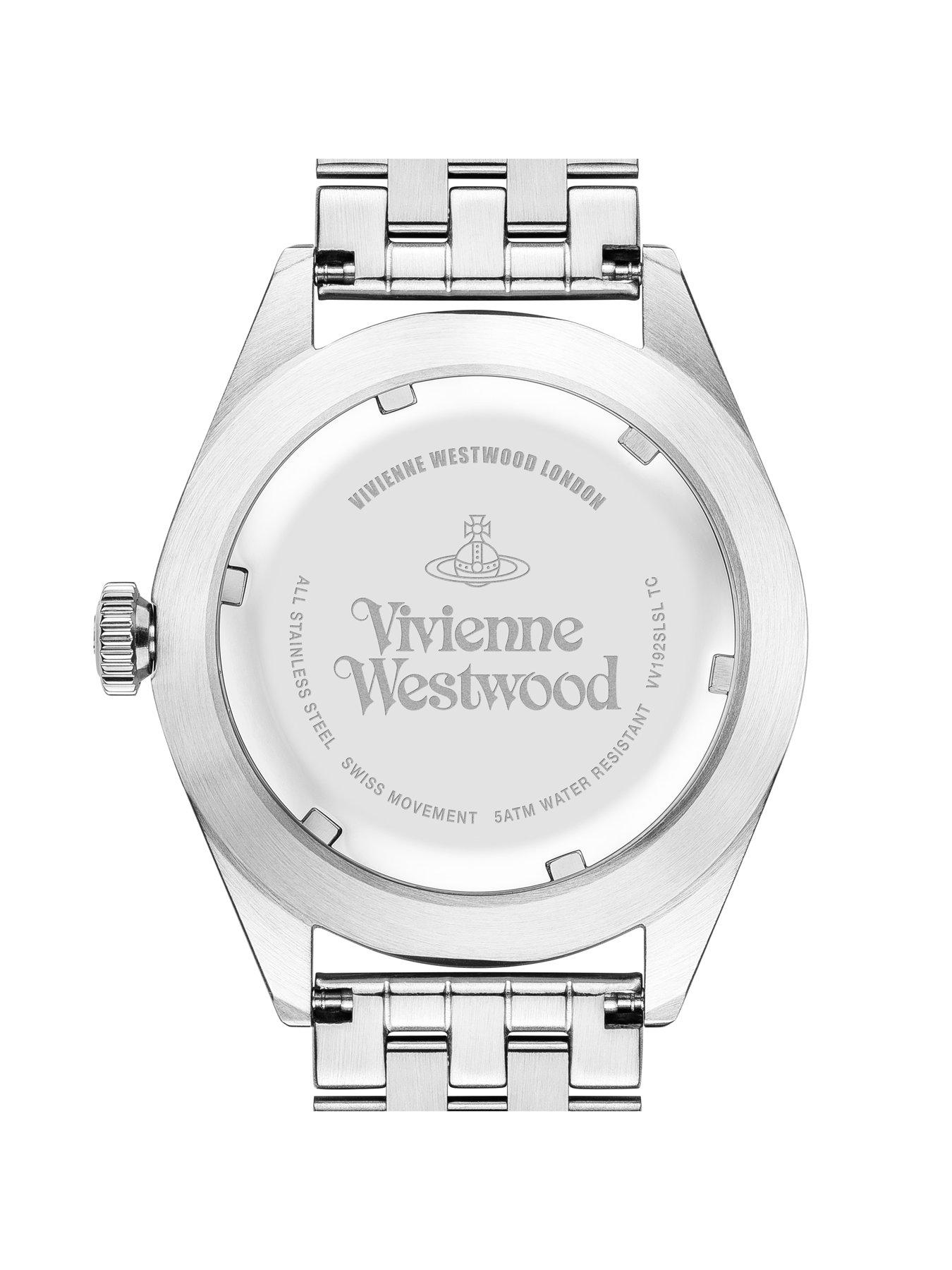 Men Vivienne Westwood Conduit Silver Logo Dial Stainless Steel Bracelet Mens Watch