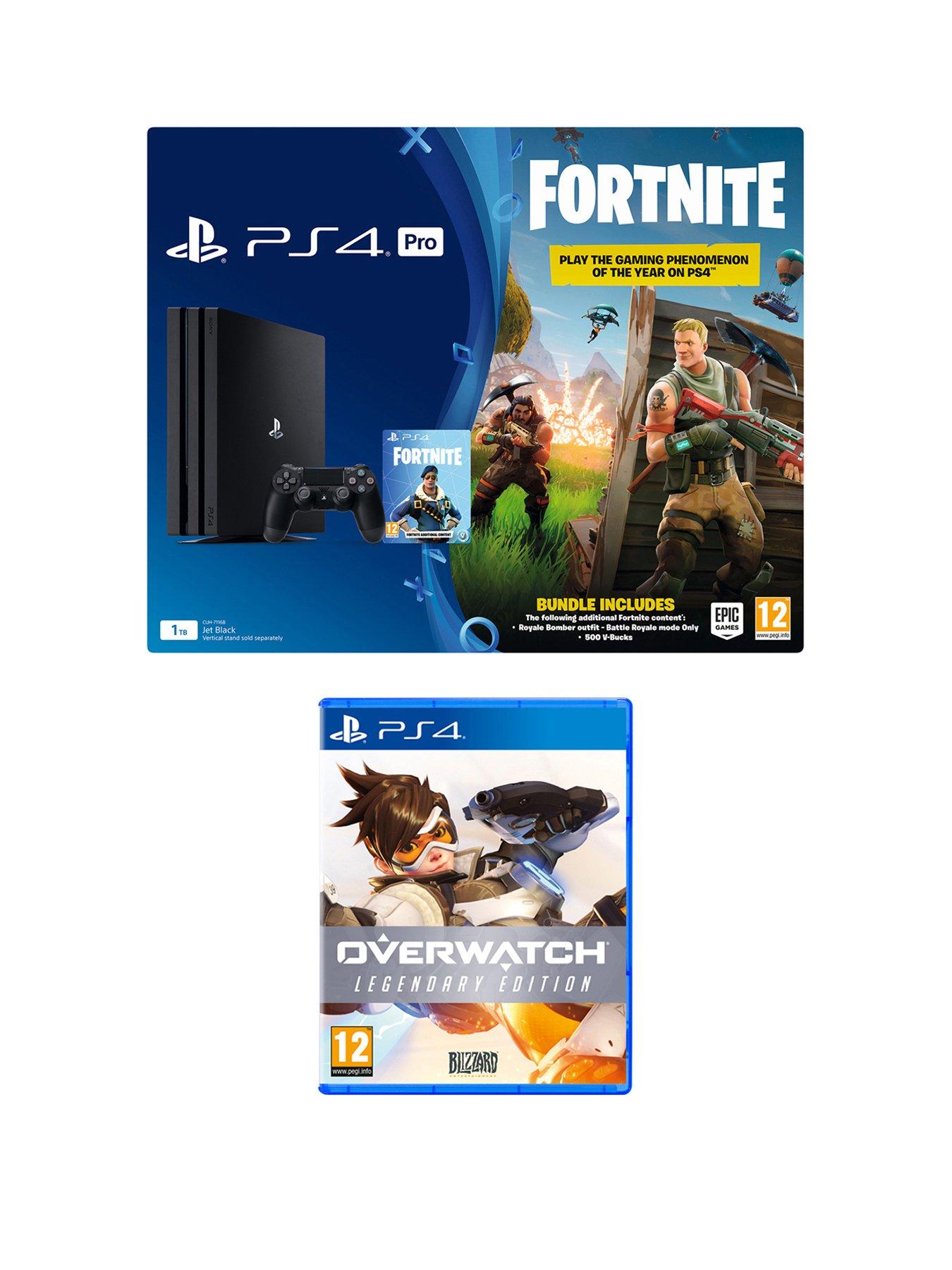 playstation 4 pro fortnite 1tb console bundle with overwatch legendary edition and optional extras - ps4 pro boost mode fortnite