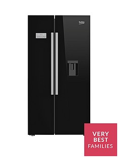 Beko ASD241B American-Style Fridge Freezer with Non-Plumbed Water Dispenser - Black