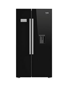 Beko Asd241B American-Style Fridge Freezer With Non-Plumbed Water Dispenser - Black Best Price, Cheapest Prices