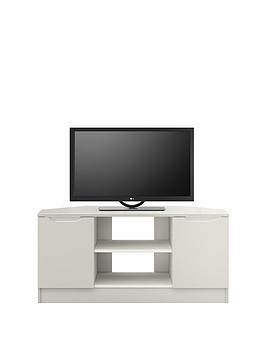 Product photograph of One Call Bilbao Ready Assembled 2 Door High Gloss Corner Tv Unit - Grey - Fits Up To 46 Inch Tv from very.co.uk