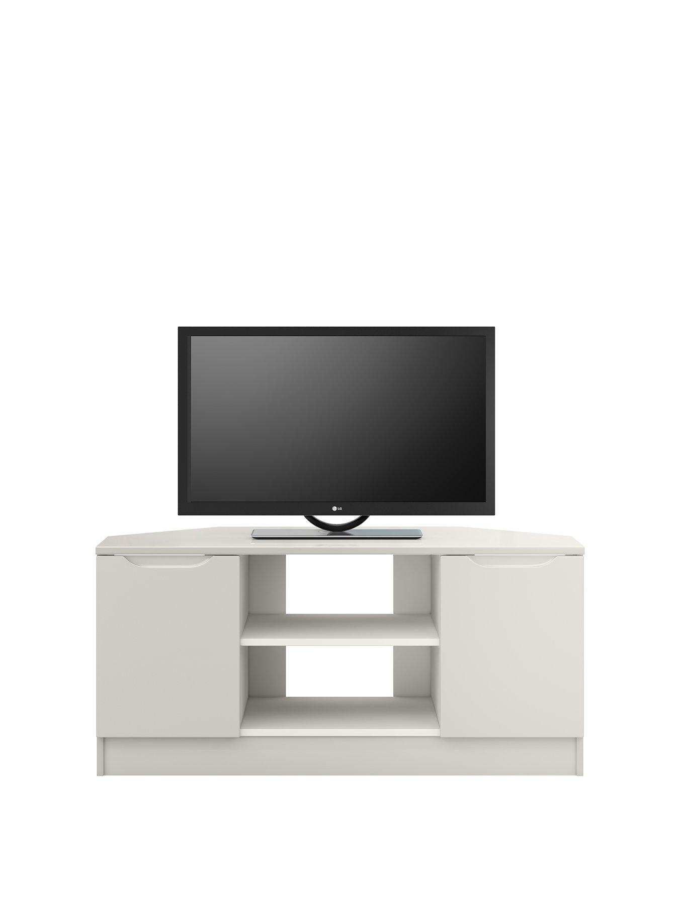 Bilbao Ready Assembled 2 Door High Gloss Corner TV Unit Grey fits up to 46 inch TV very.co.uk