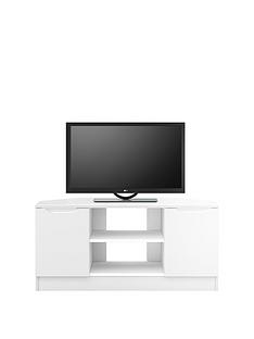 Ideal Home Bilbao Ready Assembled 2 Door High Gloss Corner TV Unit - White - fits up to 46 inch TV