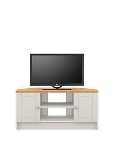 Alderley 2 Drawer Ready Assembled Corner TV Unit - Grey/Oak Effect - fits up to 48 inch TV