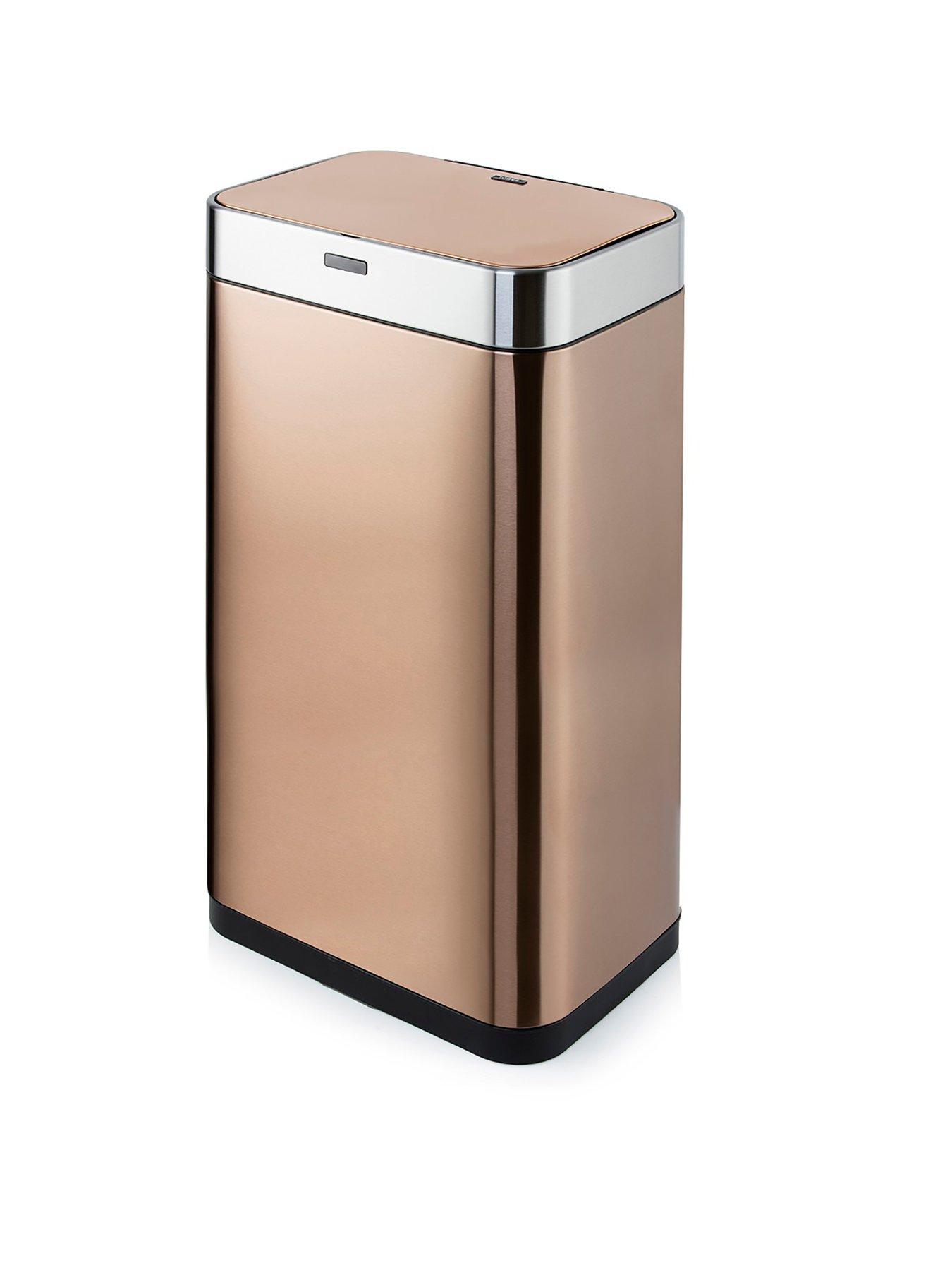 Product photograph of Tower 75-litre Rectangular Sensor Bin Ndash Copper from very.co.uk