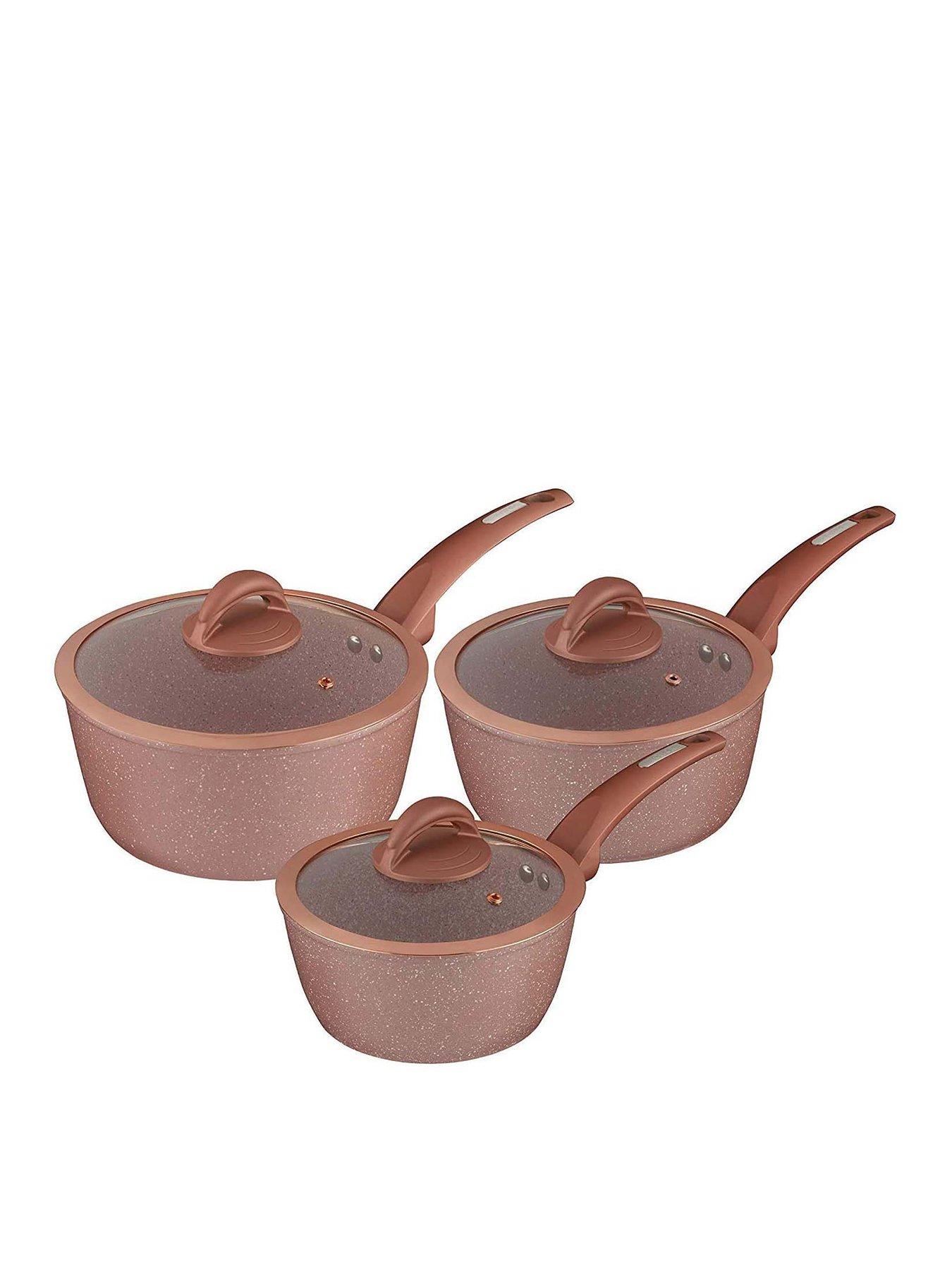 Product photograph of Tower Cerastone Rose Edition Set Of 3 Saucepans from very.co.uk