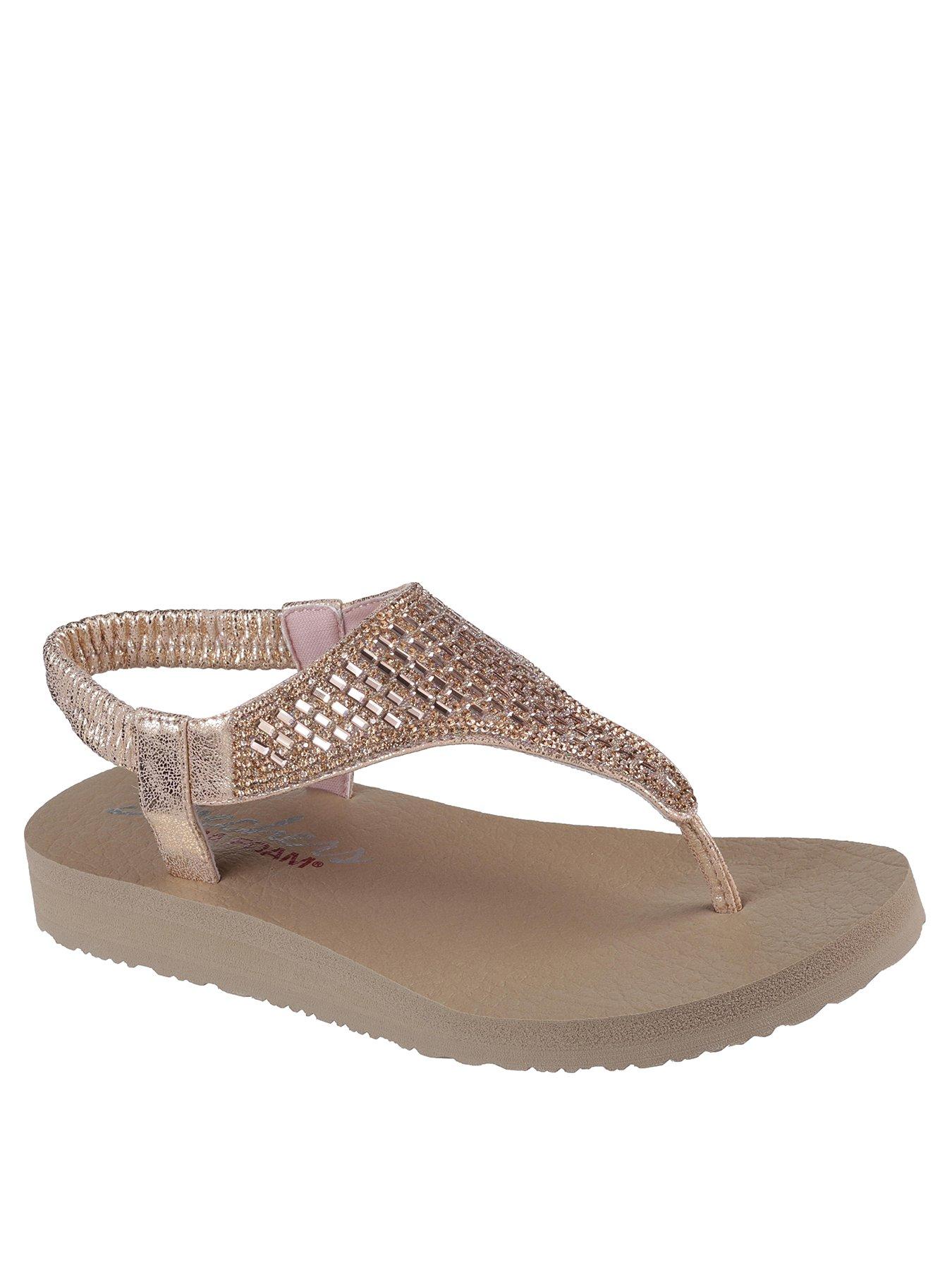 skechers rose gold flip flops