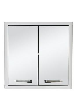 Product photograph of Luna Hi-gloss 2 Door Mirrored Bathroom Cabinet - White from very.co.uk