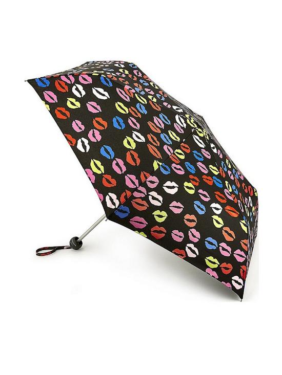 front image of lulu-guinness-minilite-2-blot-lips-umbrella-multi