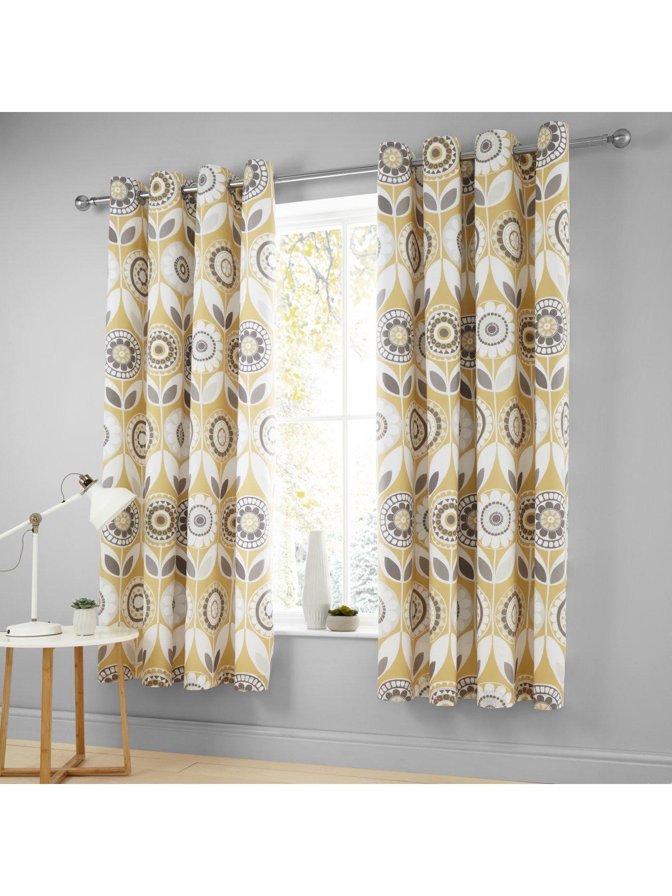 Catherine Lansfield Annika Retro Bloom Eyelet Curtains Very Co Uk