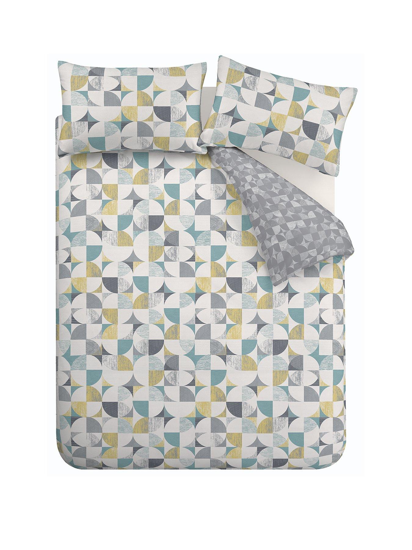 Image 2 of 7 of Catherine Lansfield Retro Circles Duvet Cover Set - Teal Ochre