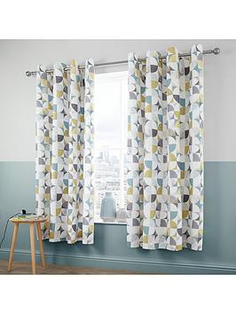 Product photograph of Catherine Lansfield Retro Circles Eyelet Lined Curtains from very.co.uk
