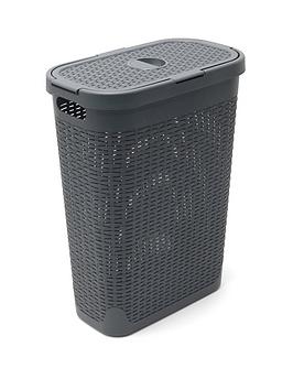 Product photograph of Addis Faux Rattan Slim 40-litre Laundry Hamper from very.co.uk