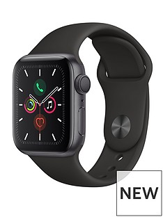 Apple Watch Series 5 (GPS), 40mm Space Grey Aluminium Case with Black Sport Band