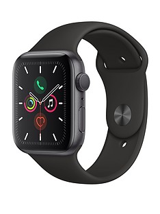 Apple Watch Series 5 (GPS), 44mm Space Grey Aluminium Case with Black Sport Band