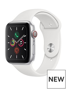 Apple Watch Series 5 (GPS + Cellular), 44mm Silver Aluminium Case with White Sport Band