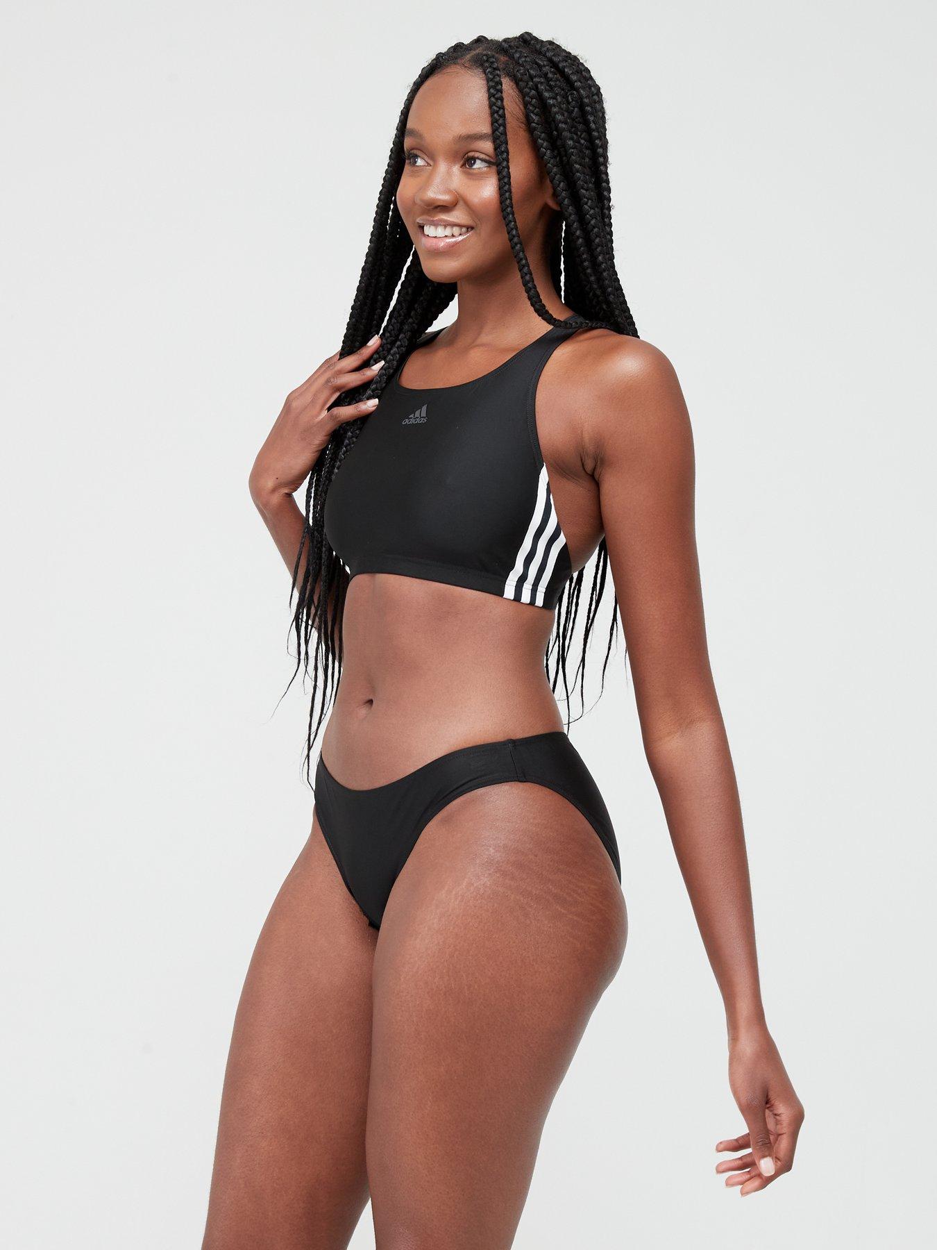 adidas black 3 stripe bikini