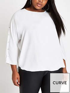 Ri Plus Embellished Batwing Top Ivory Ri Plus Embellished Batwing Top Ivory