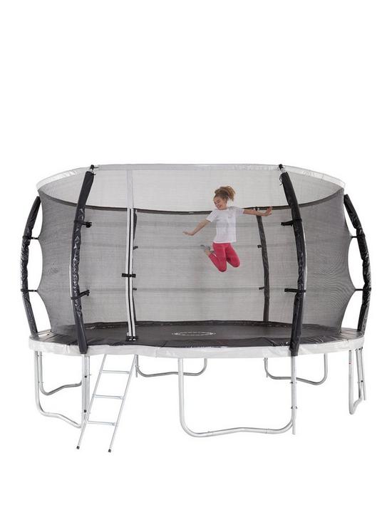 front image of sportspower-12ft-titan-super-tube-trampoline-enclosure-ladder