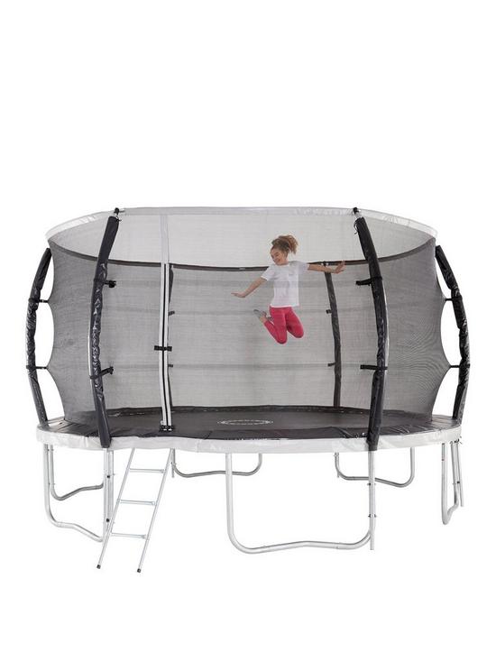 front image of sportspower-14ft-titan-super-tube-trampoline-enclosure-ladder