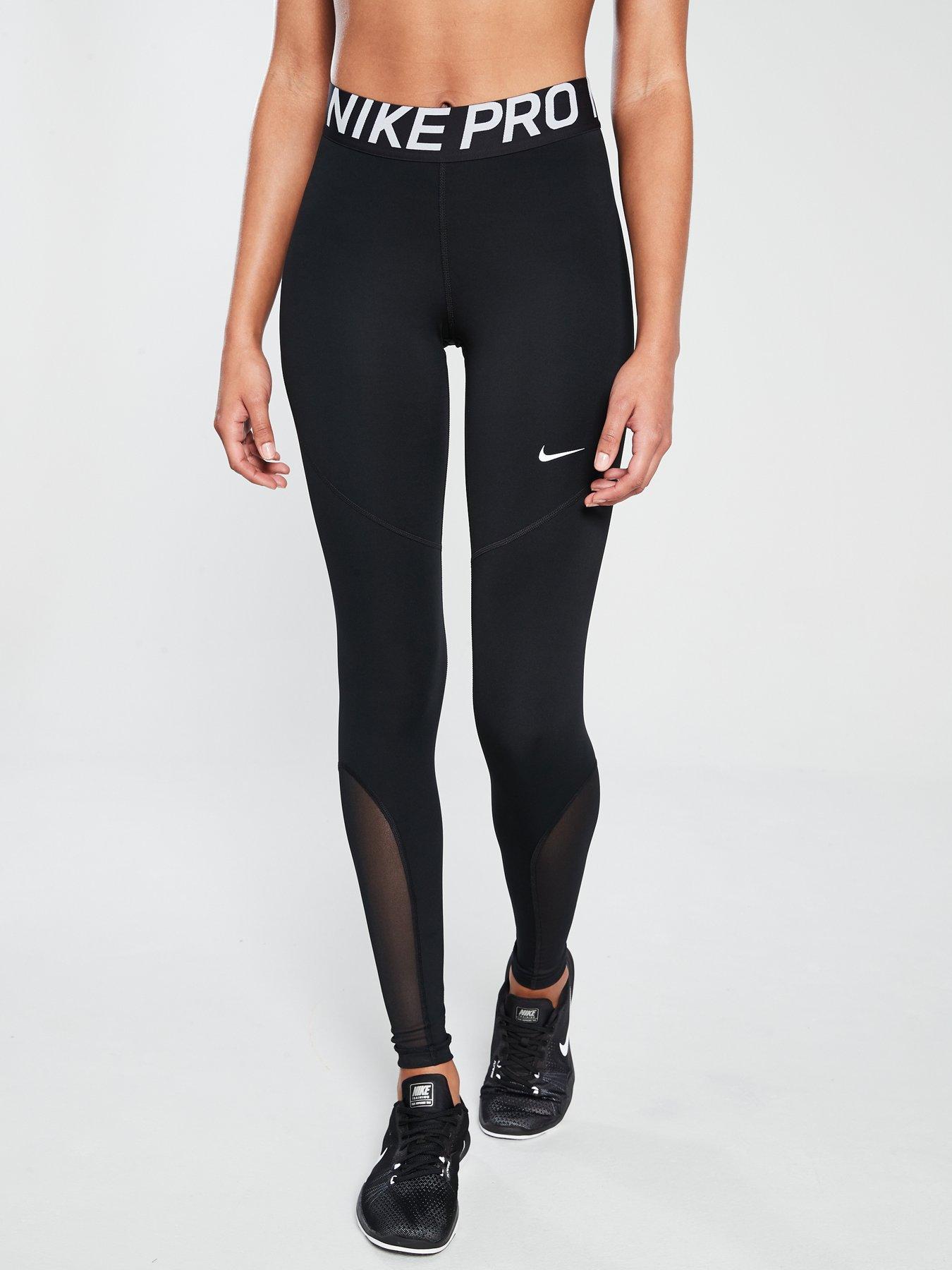 nike training pro leggings with mesh in black