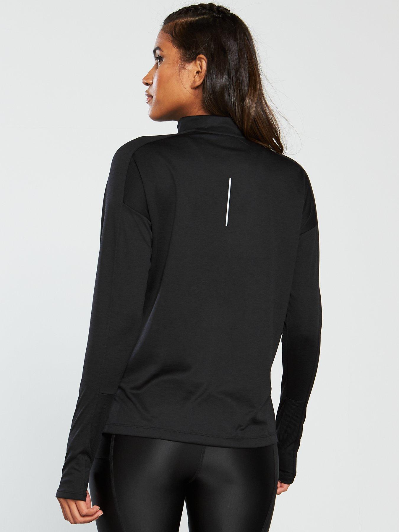 nike running half zip pacer top in black