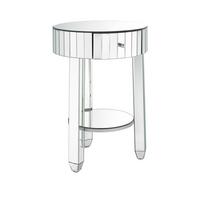 Phoebe Round Mirrored Bedside Table, Very Small Mirrored Side Table
