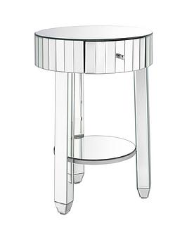 Product photograph of Very Home Phoebe Round Mirrored Bedside Table from very.co.uk