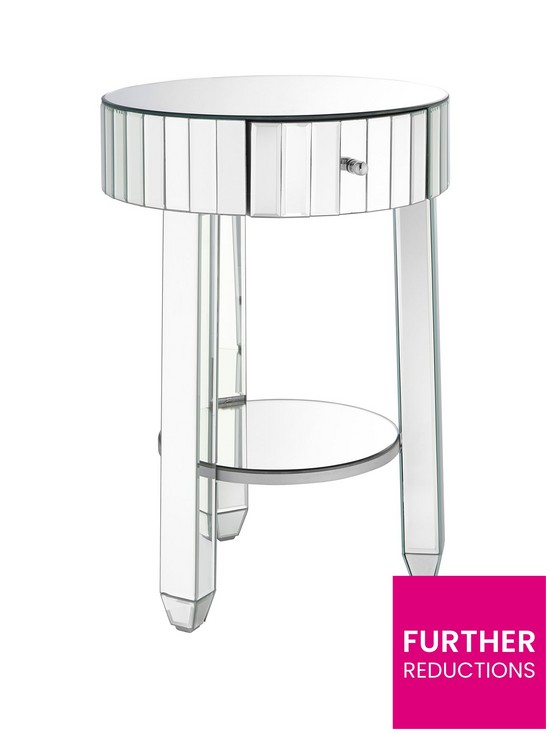 front image of phoebe-round-mirrored-bedside-table