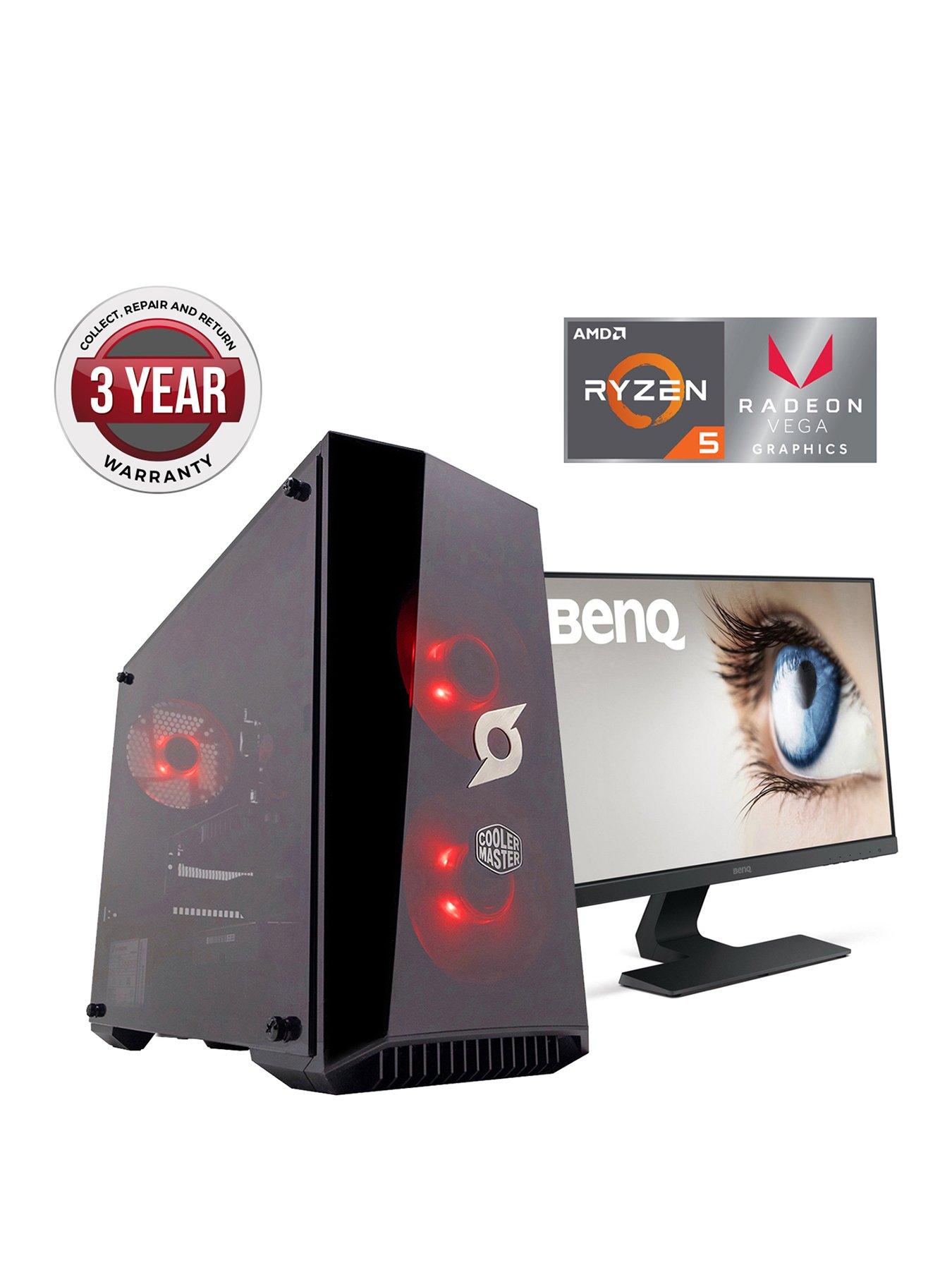 Zoostorm Stormforce Onyx Amd Ryzen 5, 8Gb Ram, 1Tb Hdd &Amp; 120Gb Ssd, Gaming Pc With Amd Vega Onboard Graphics + 23.8 Inch Benq Full Hd Monitor