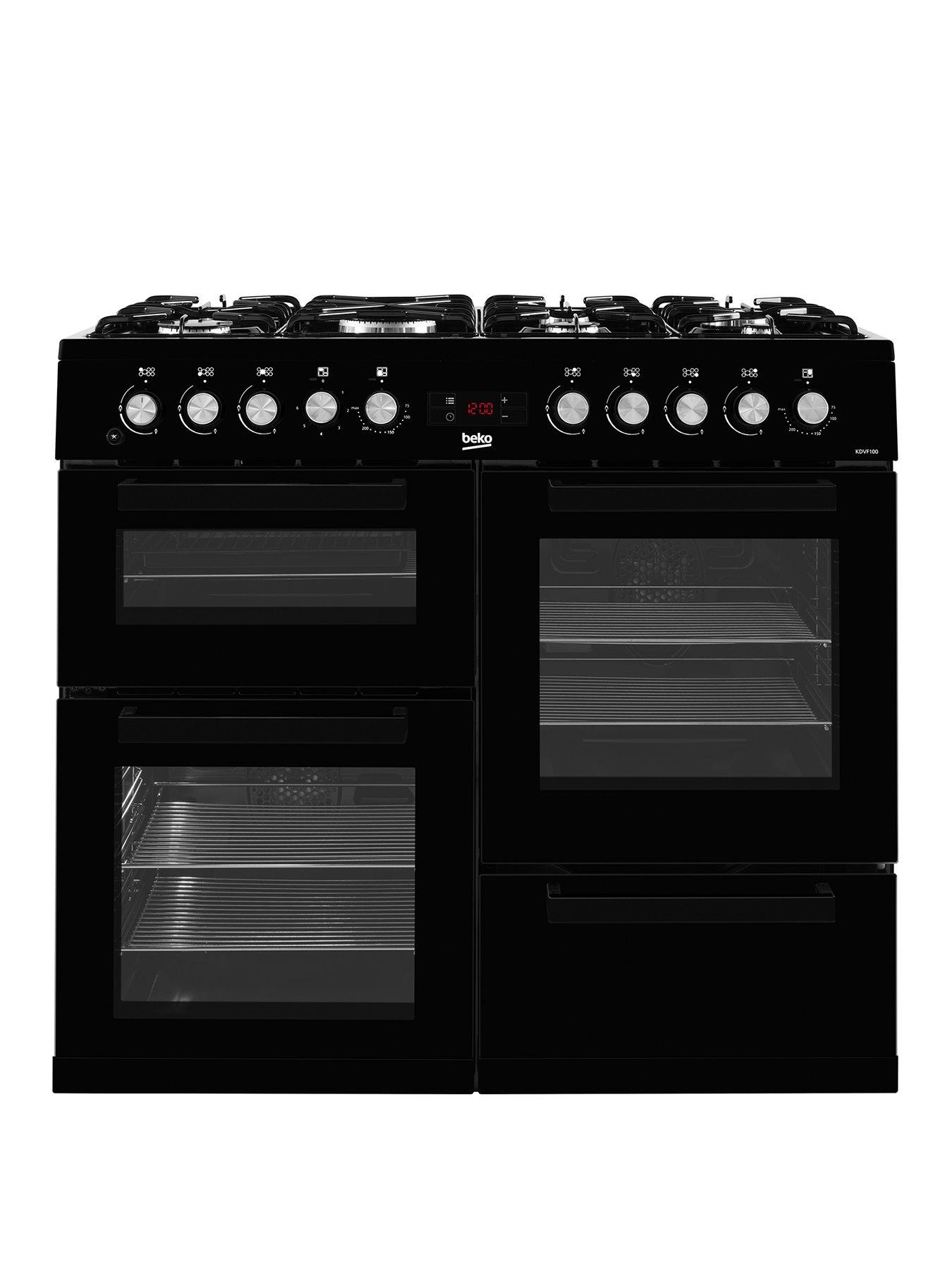 Beko Kdvf100K 100Cm Wide Dual Fuel Range Cooker - Black - Cooker With Connection