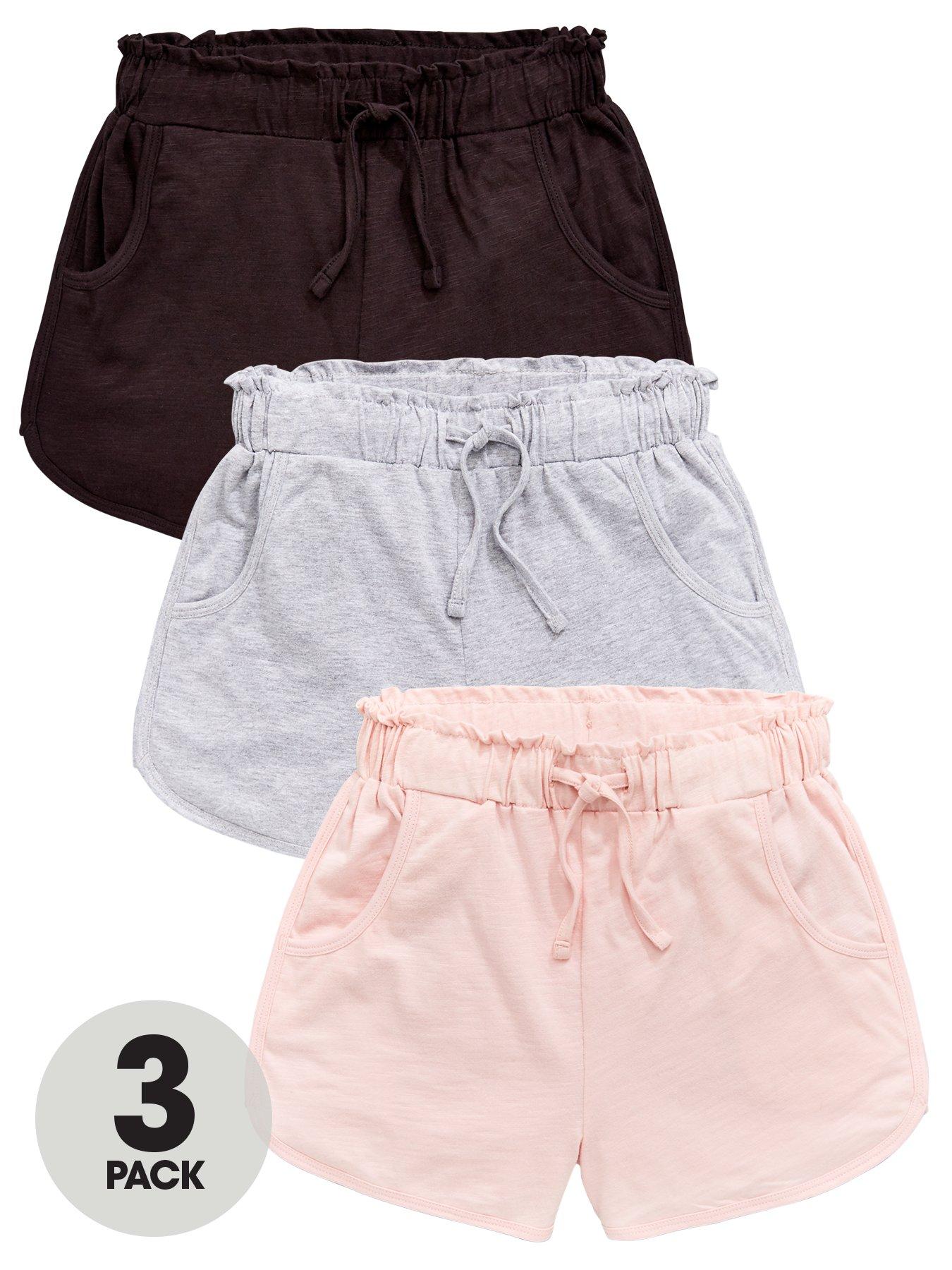 Girls 3 Pack Frill Trim Jersey Shorts 