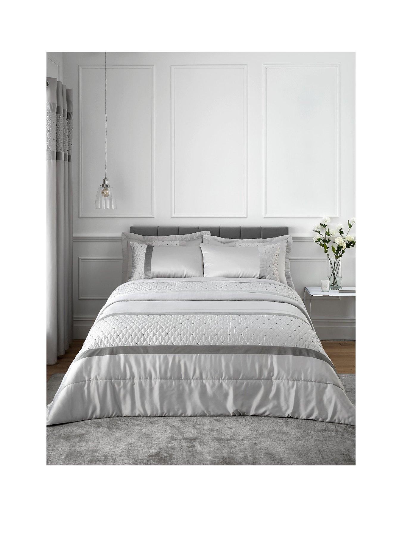 Image 2 of 6 of Catherine Lansfield Sequin Cluster Duvet Cover Set - Silver Grey