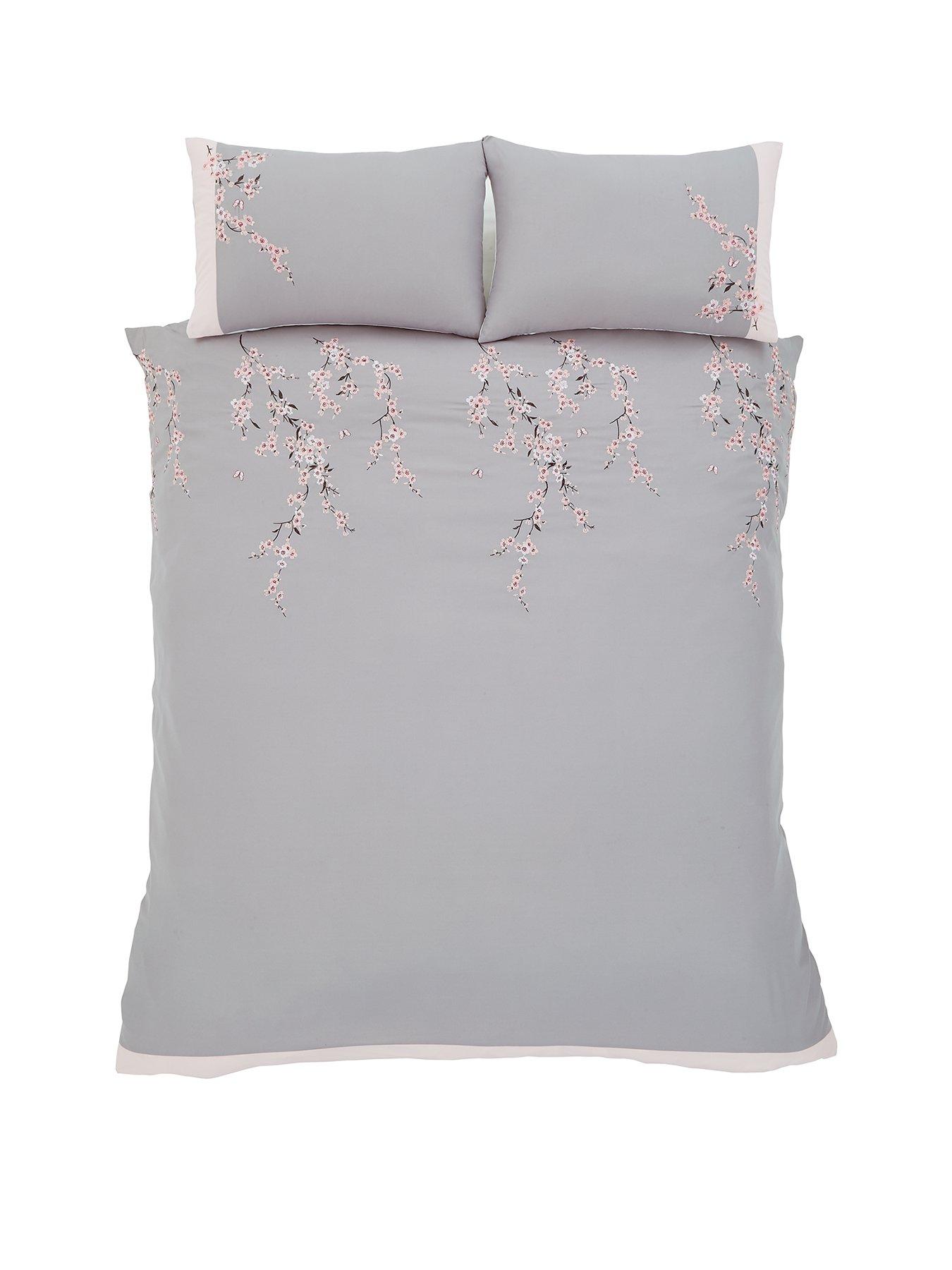 Catherine Lansfield Embroidered Blossom Duvet Cover Set Very Co Uk