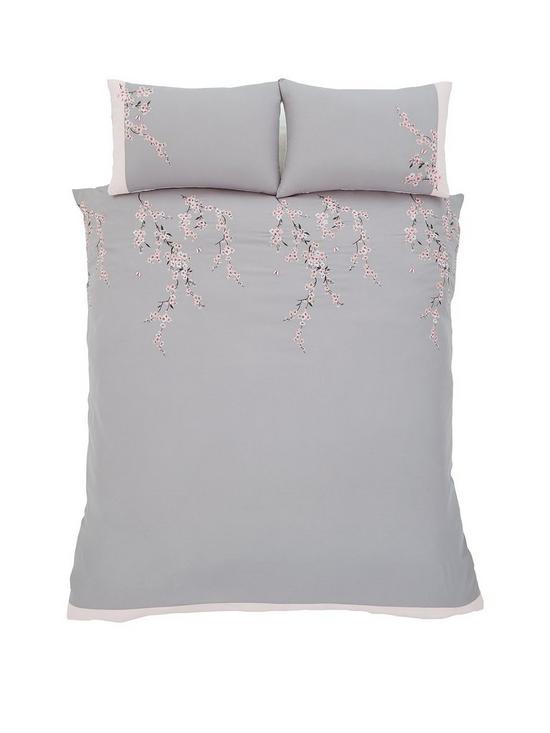 stillFront image of catherine-lansfield-embroidered-blossom-duvet-cover-set-grey