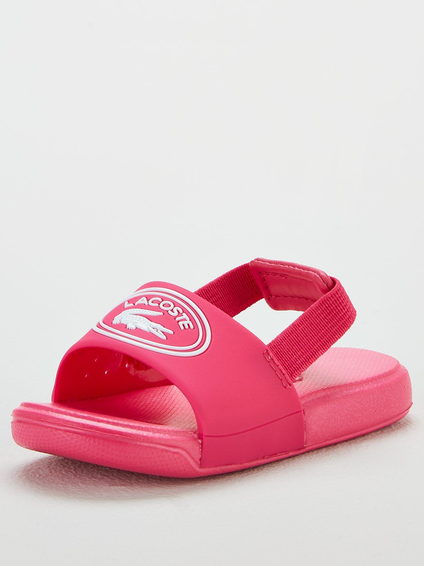 lacoste pink sliders