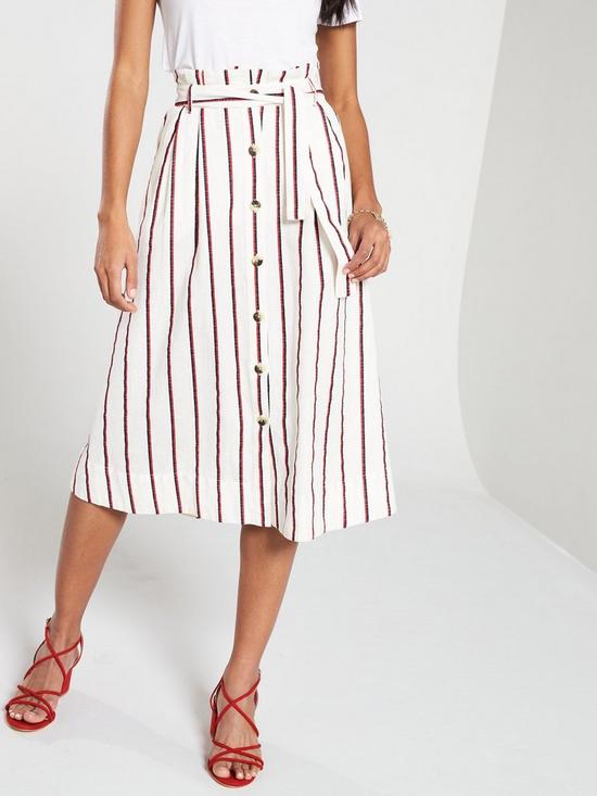 Image result for V by Very Stripe Belted Linen Skirt