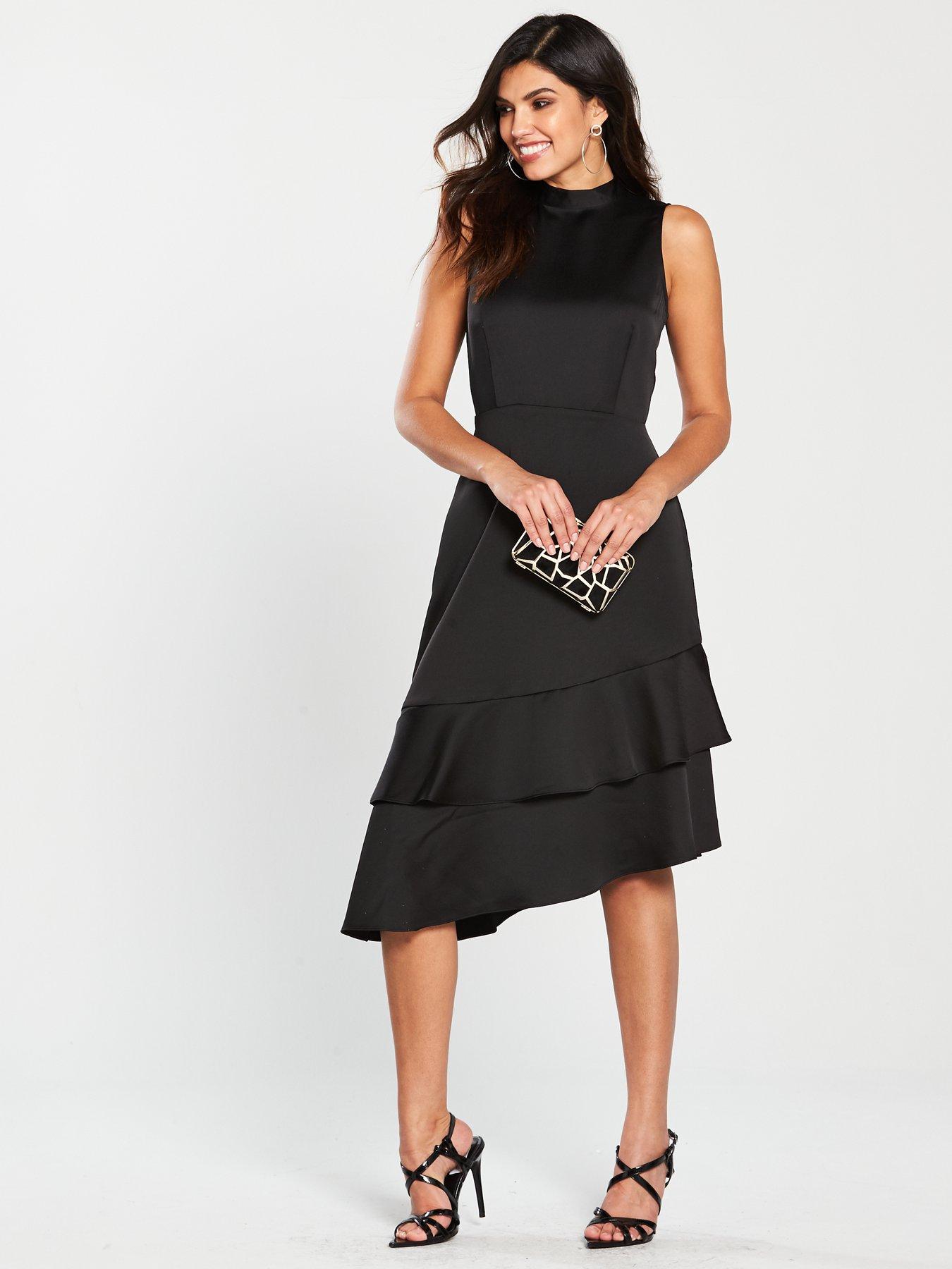 warehouse tie back ruffle dress