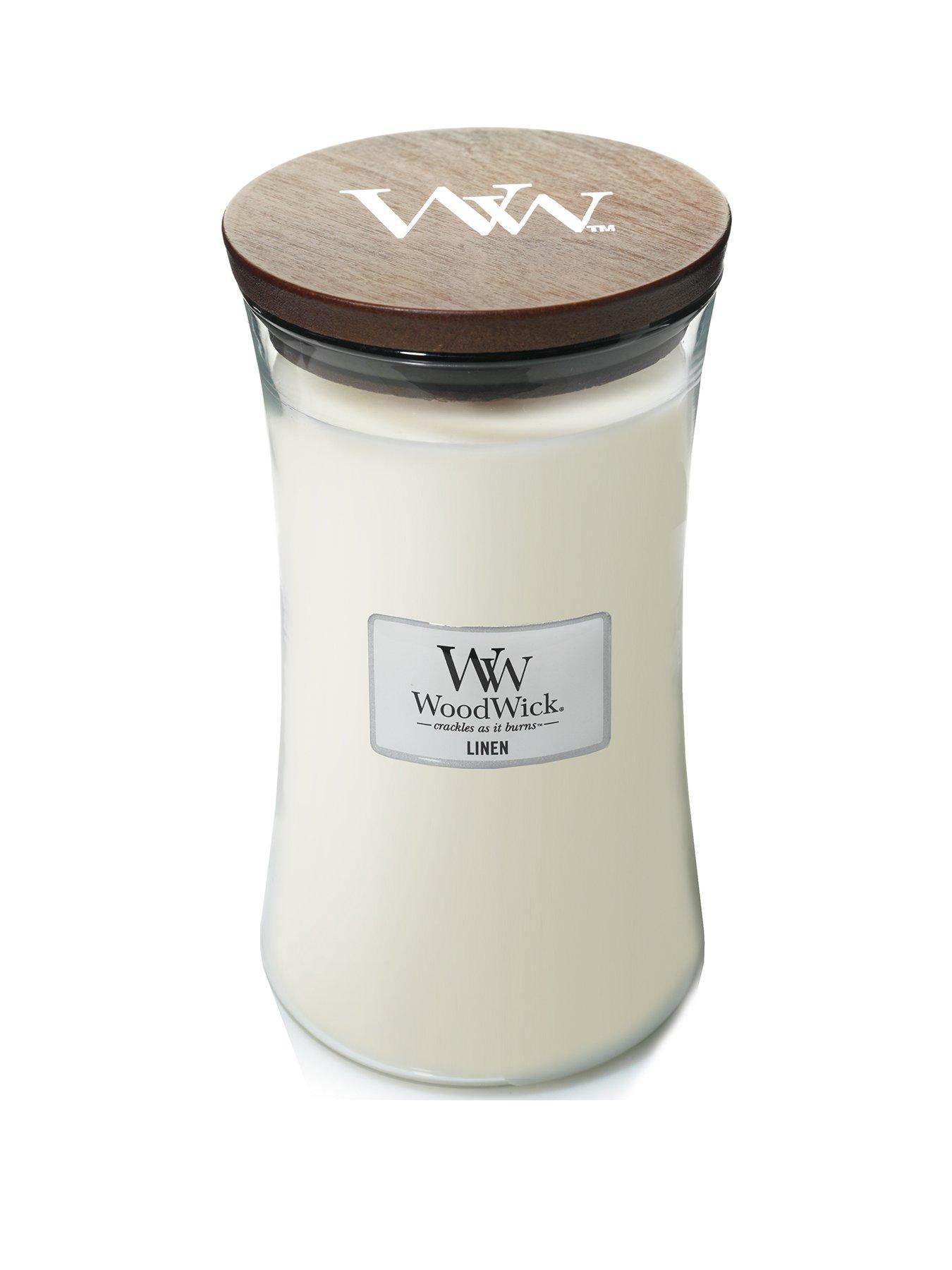 Product photograph of Woodwick Large Hourglass Candle Ndash Linen from very.co.uk