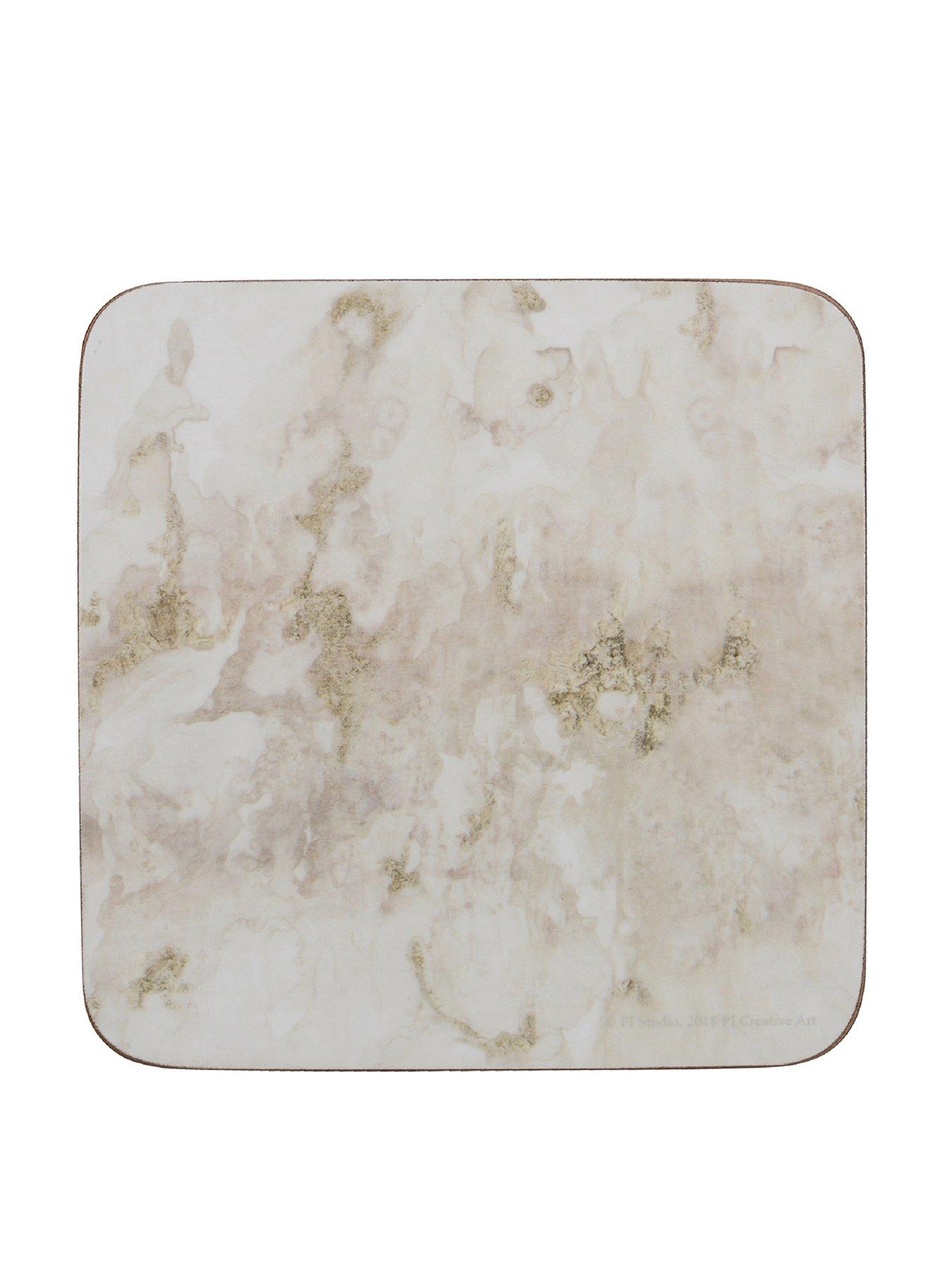 undefined 'Grey Marble' Premium Printed Drinks Coasters with Cork Back  - Grey/White (Set of 6)