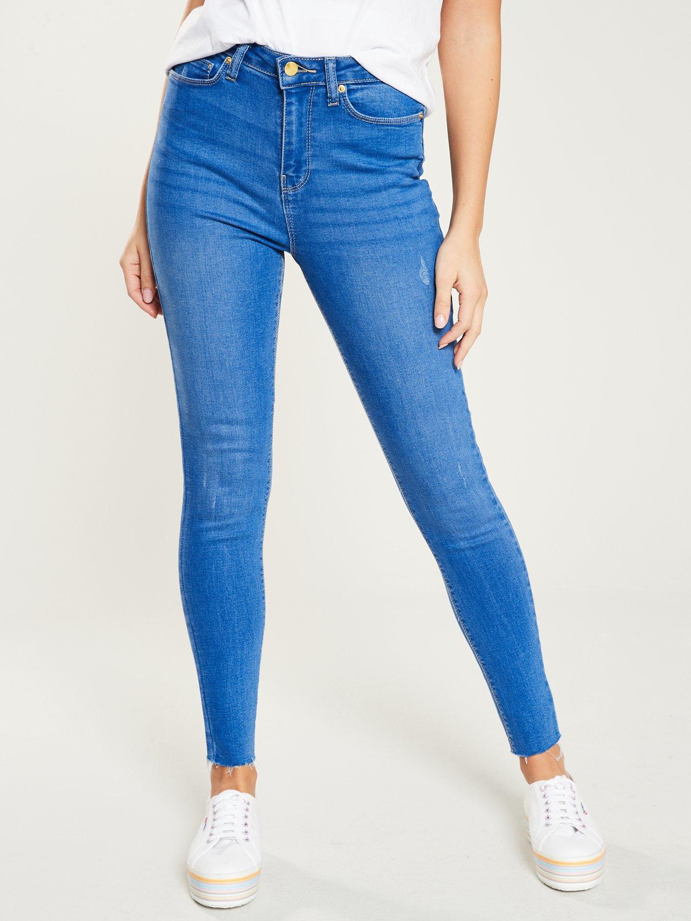 bright blue skinny jeans