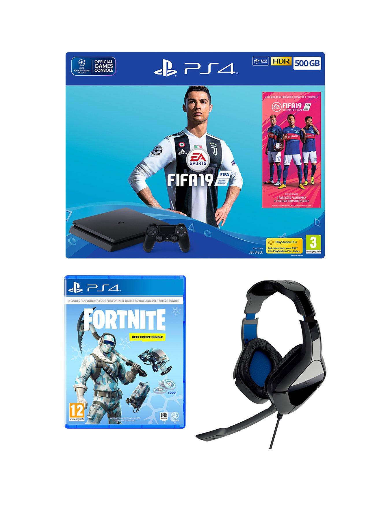 playstation 4 fifa 19 500gb console bundle with fortnite deep freeze hcp4 stereo gaming headset and optional extras - fortnite deep freeze bundle ps4 download code