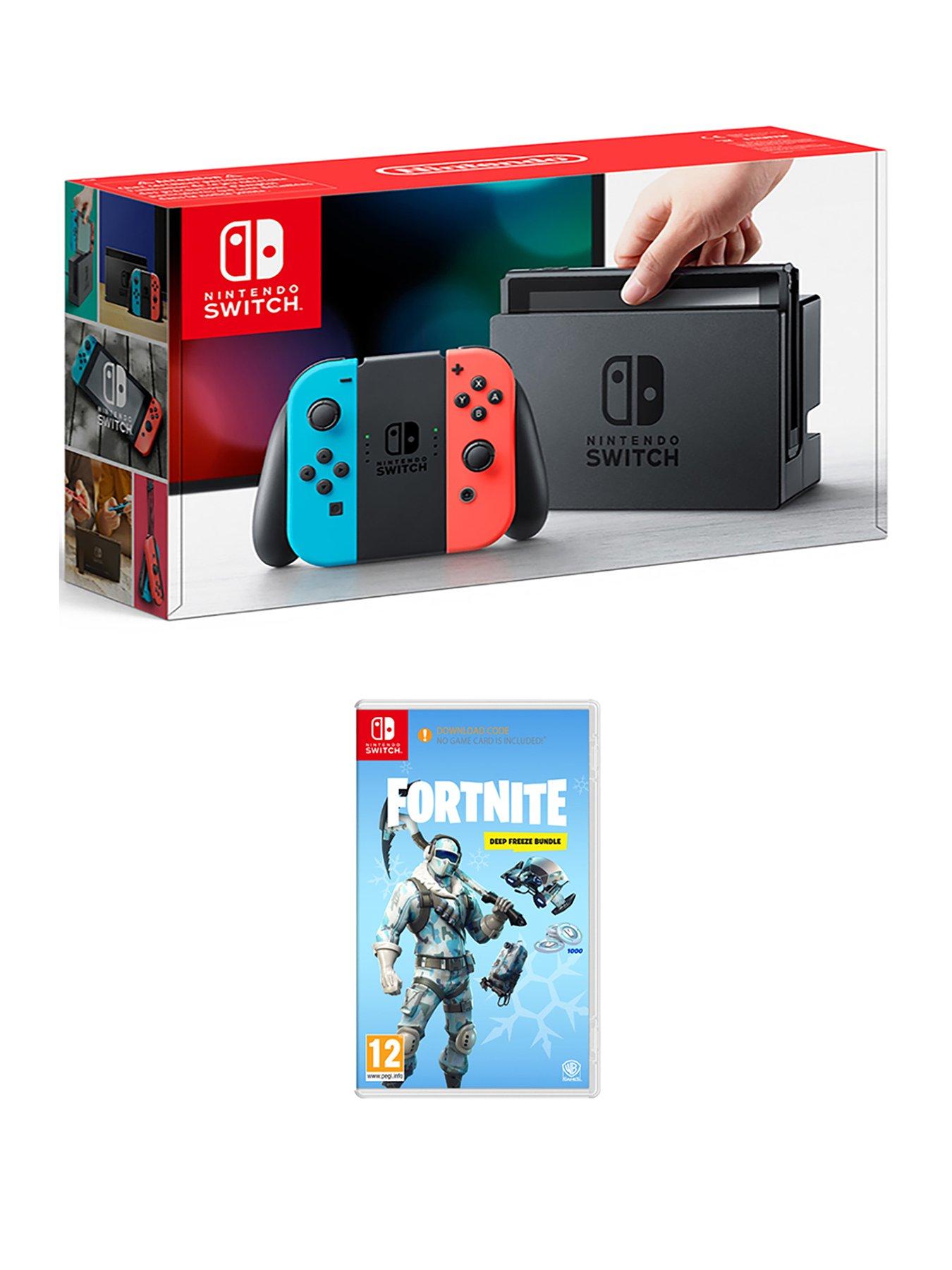 nintendo switch neon console with fortnite deep freeze bundle - how to play fortnite without wifi on nintendo switch