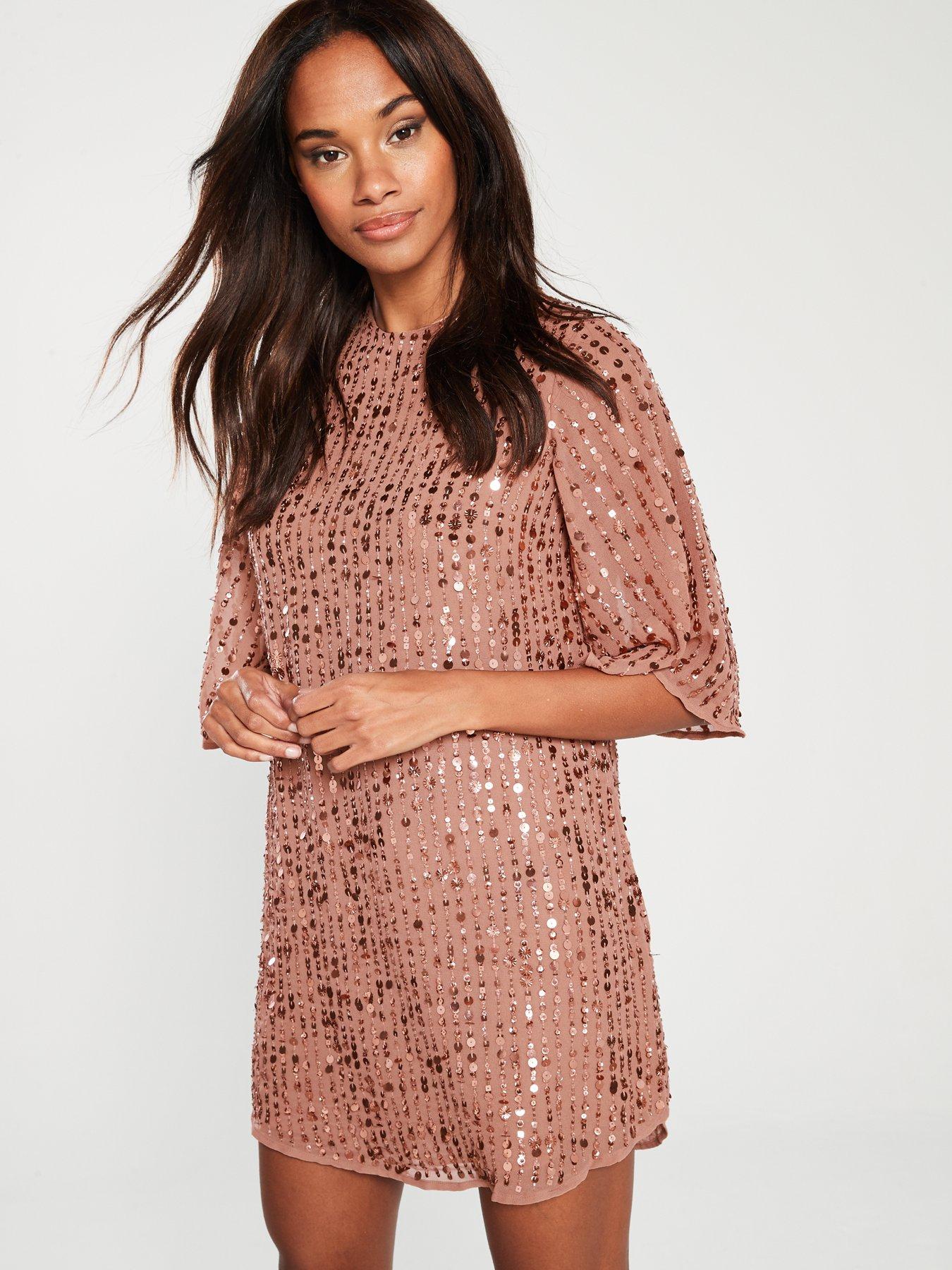 river island pink sequin dress