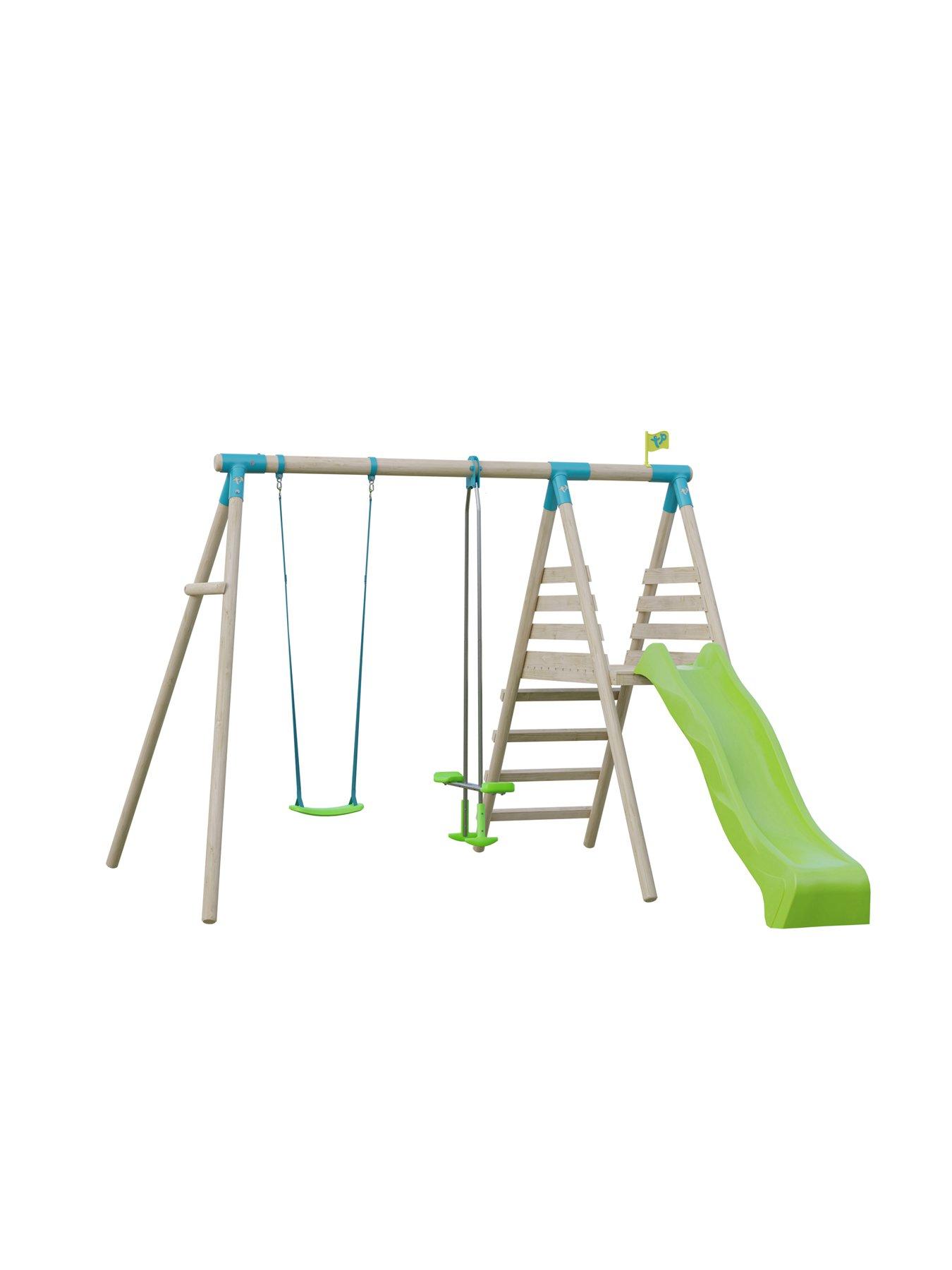 tp wooden swing and slide set