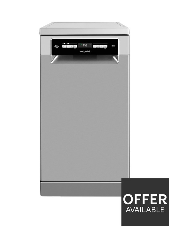 front image of hotpoint-hsfo3t223wxukn-10-place-slimline-dishwasher-with-quick-wash-and-3d-zone-wash-inox