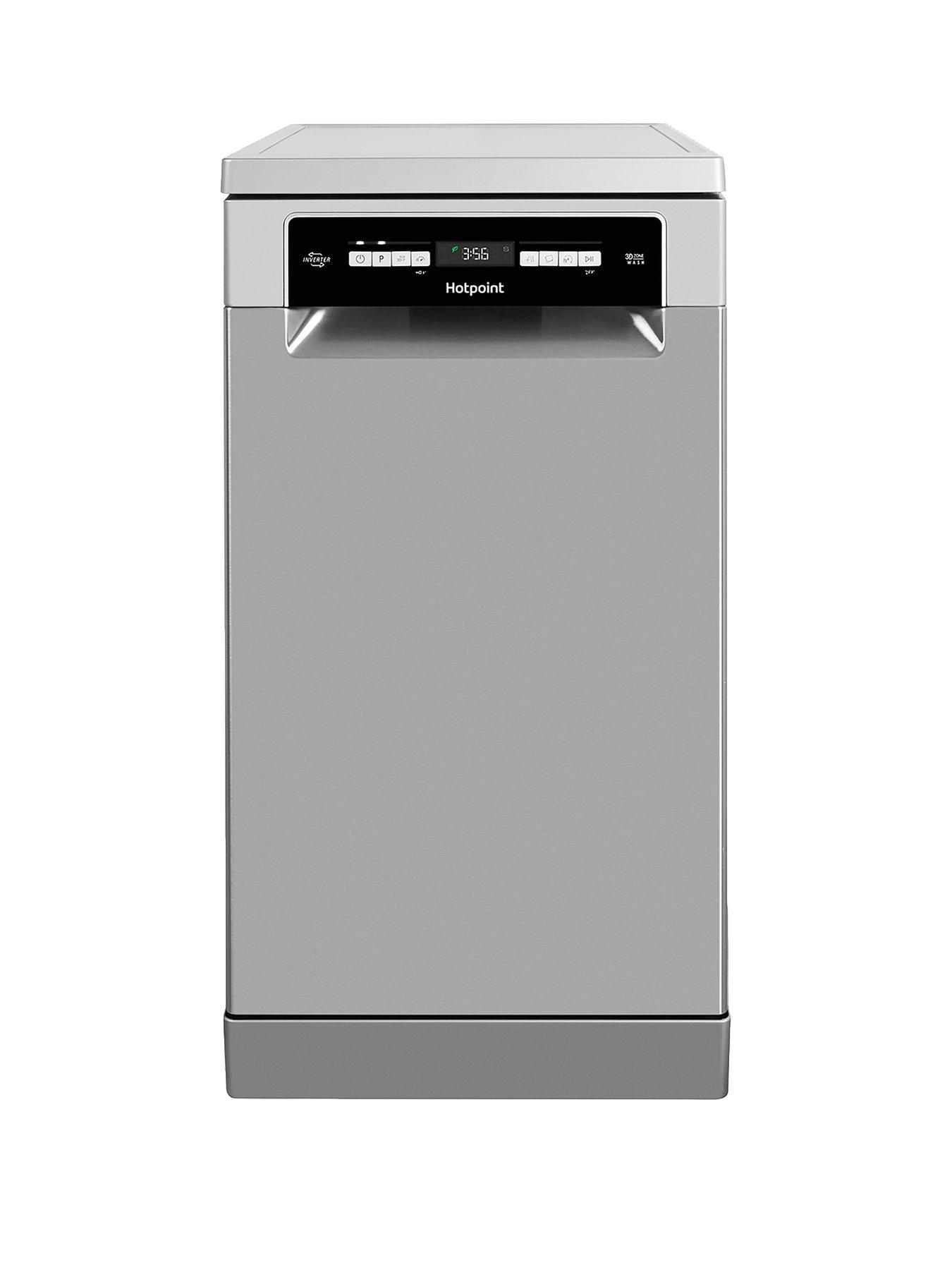 undefined HSFO3T223WXUKN 10-Place Slimline Dishwasher with Quick Wash and 3D Zone Wash - Inox